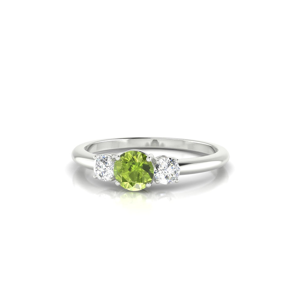 Trio | 18k White Gold 4.5 mm Round Peridot Ring