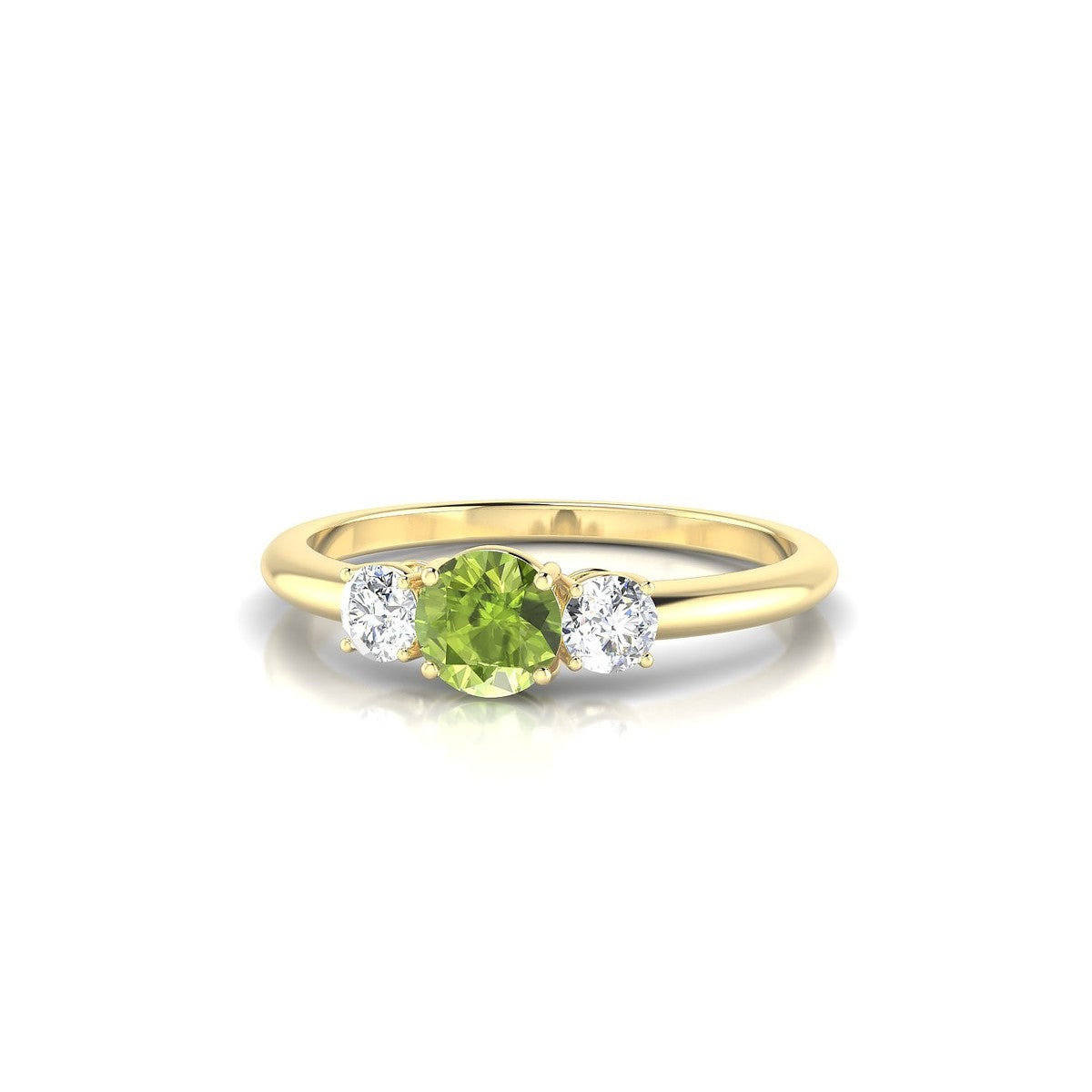 Trio | 18k Yellow Gold 4.5 mm Round Peridot Ring