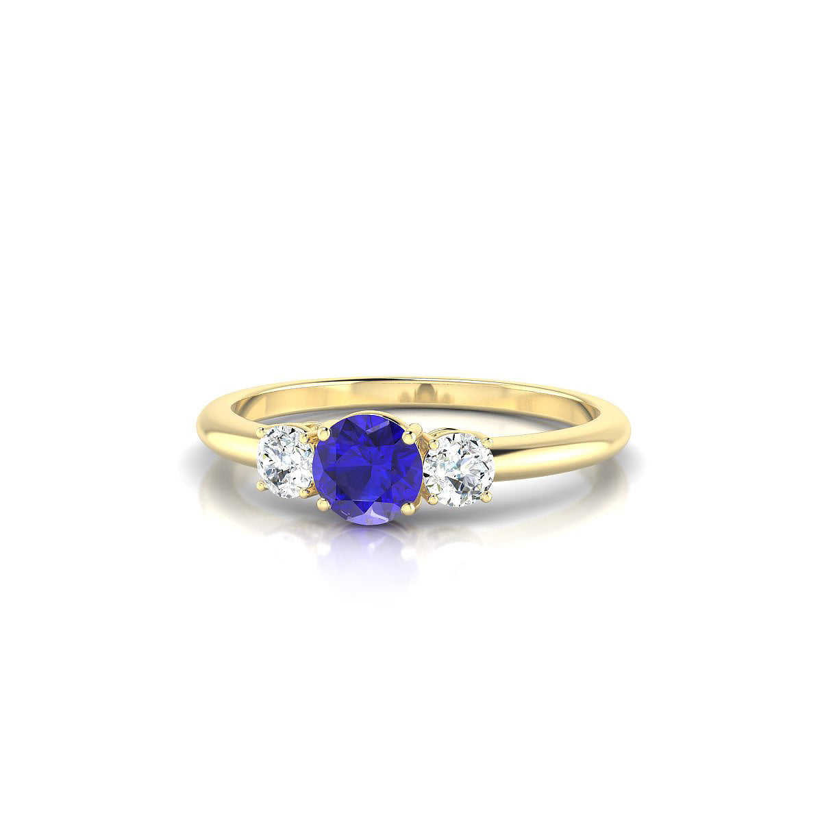 Trio | 18k Yellow Gold 4.5 mm Round Tanzanite Ring