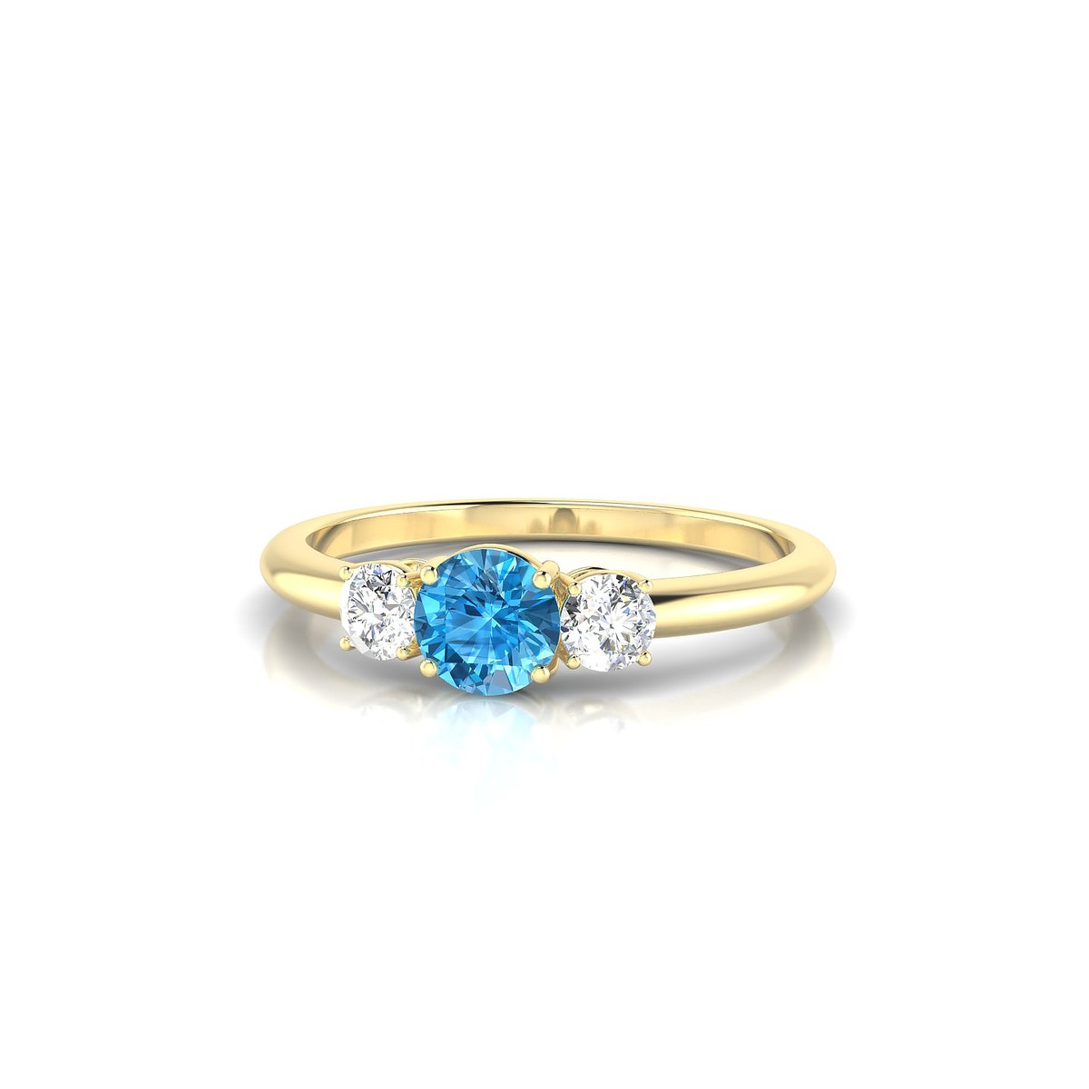 Trio | 18k Yellow Gold 4.5 mm Round Topaz Ring