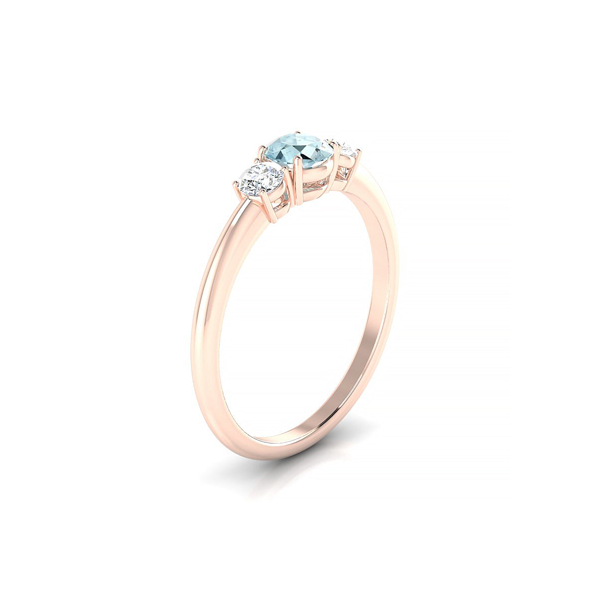 Trio | 18k Rose Gold 4.5 mm Round Aquamarine Ring