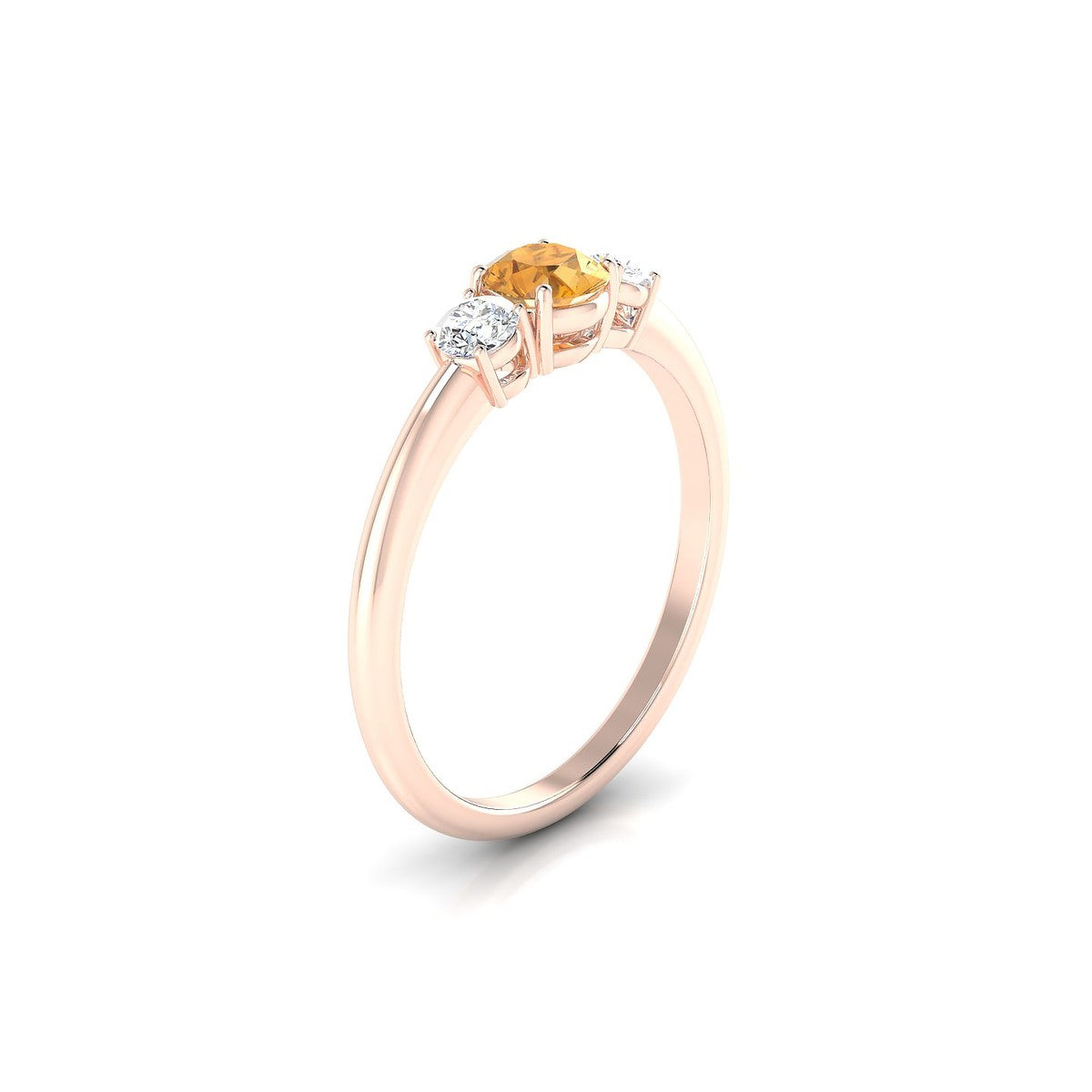 Trio | 18k Rose Gold 4.5 mm Round Citrine Ring