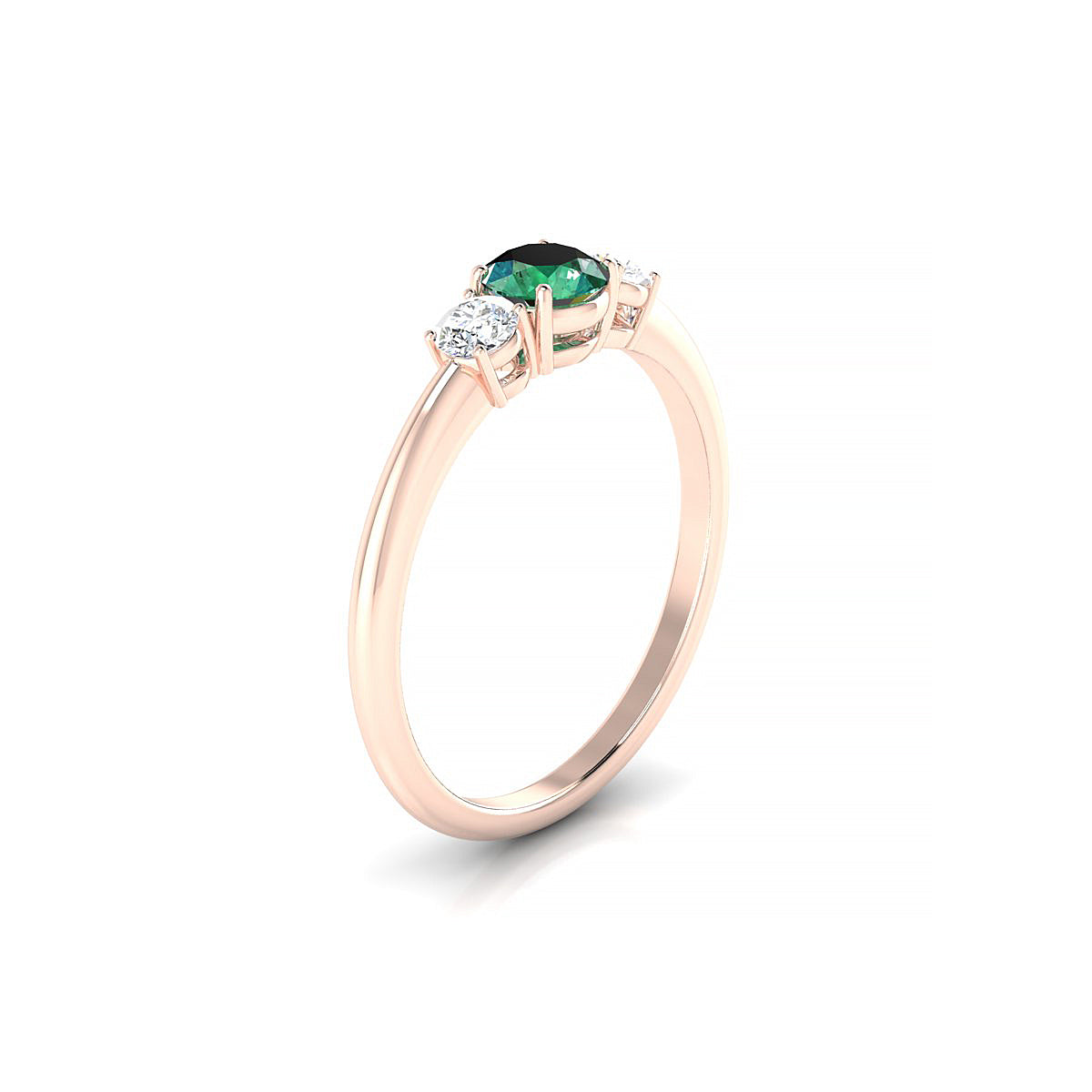 Trio | 18k Rose Gold 4.5 mm Round Emerald Ring