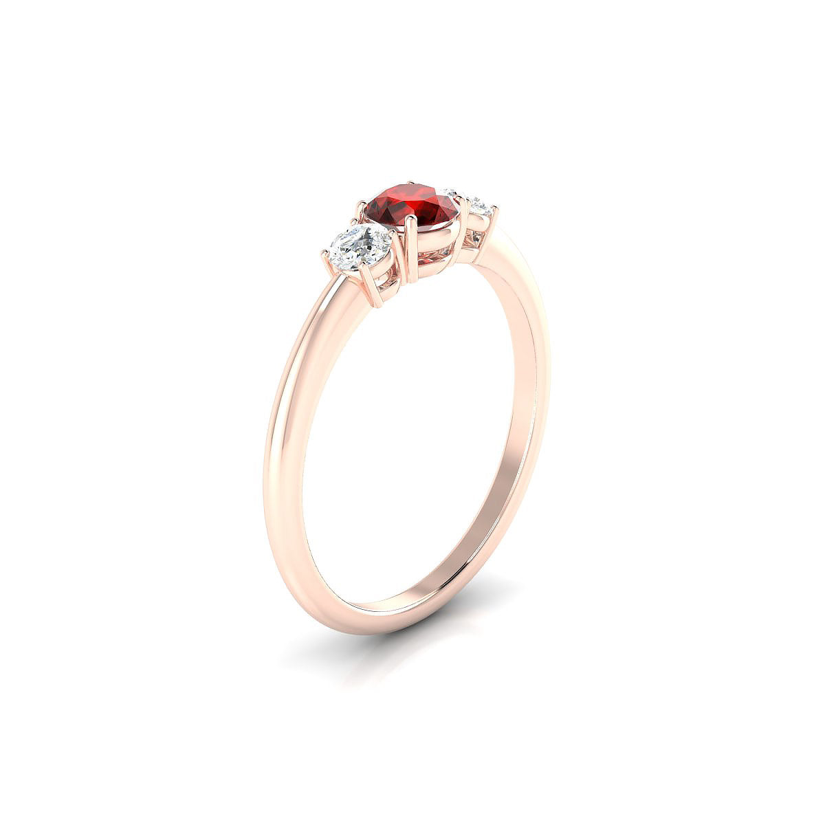 Trio | 18k Rose Gold 4.5 mm Round Garnet Ring