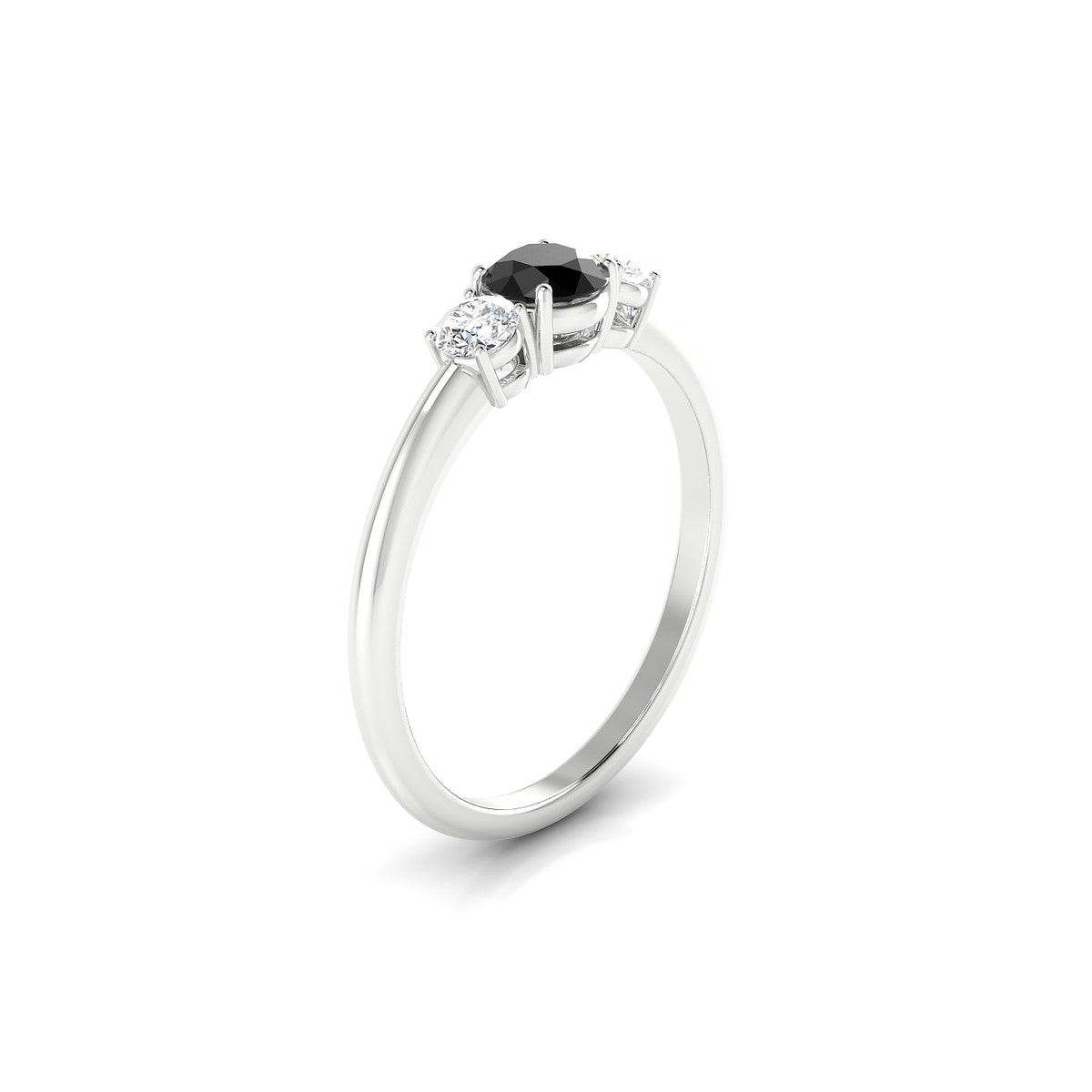 Trio | 18k White Gold 4.5 mm Round Black Diamond Ring