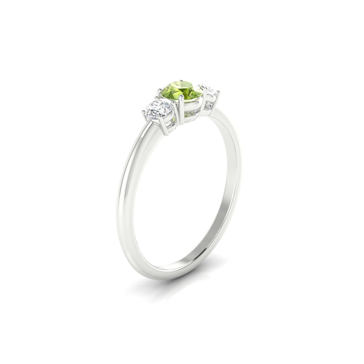 Trio | 18k White Gold 4.5 mm Round Peridot Ring