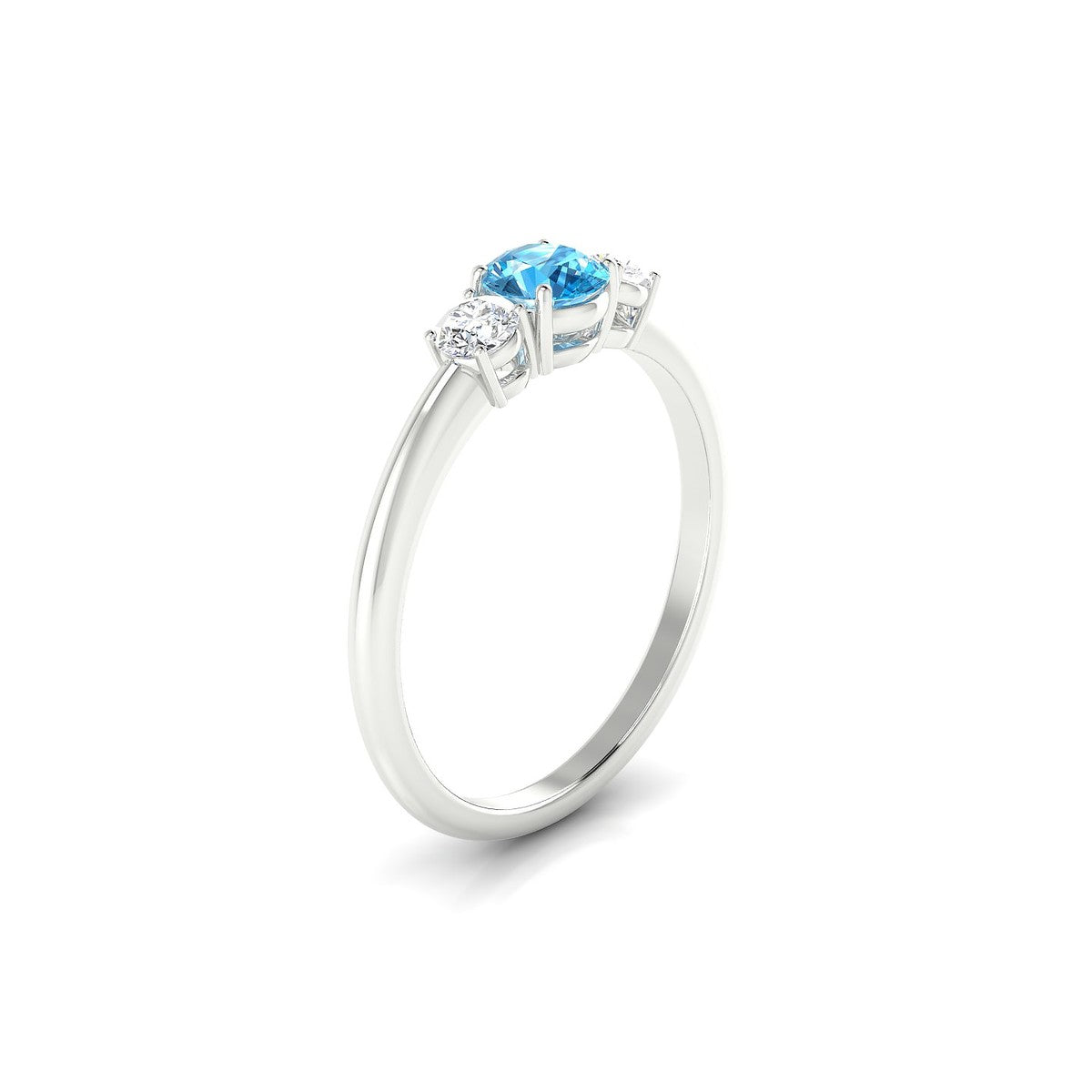 Trio | 18k White Gold 4.5 mm Round Topaz Ring