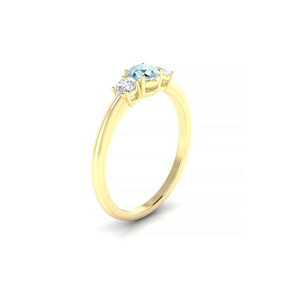 Trio | 18k Yellow Gold 4.5 mm Round Aquamarine Ring