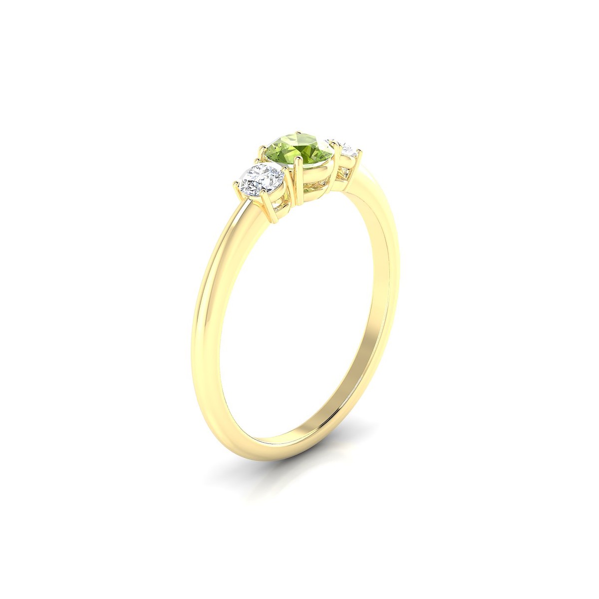 Trio | 18k Yellow Gold 4.5 mm Round Peridot Ring