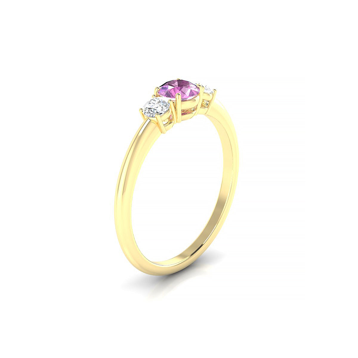 Trio | 18k Yellow Gold 4.5 mm Round Pink Sapphire Ring