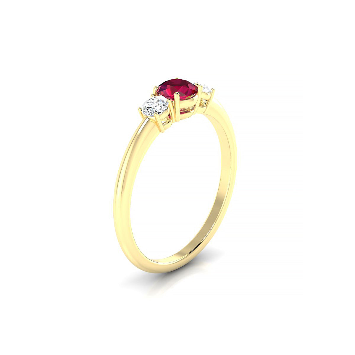 Trio | 18k Yellow Gold 4.5 mm Round Ruby Ring