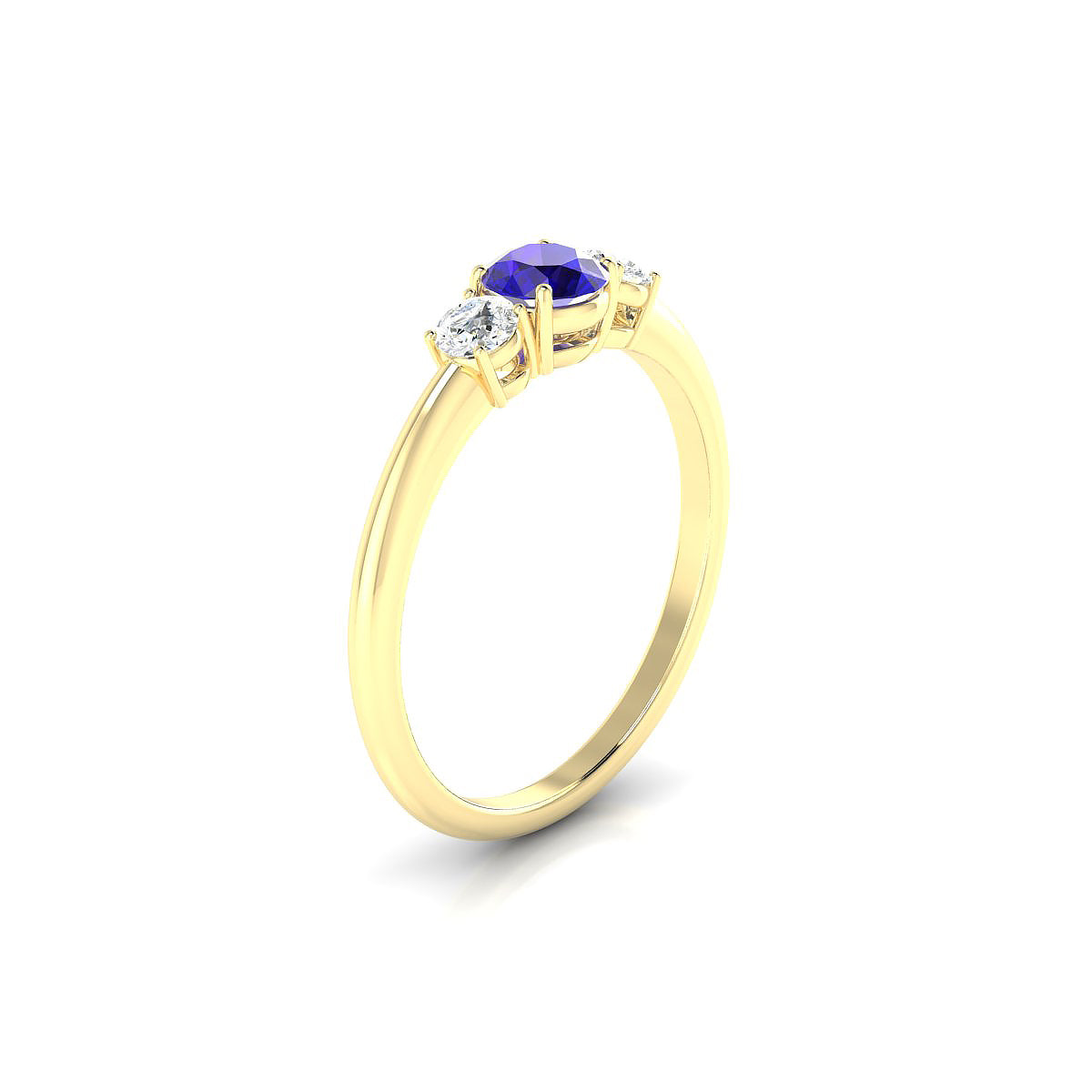 Trio | 18k Yellow Gold 4.5 mm Round Tanzanite Ring