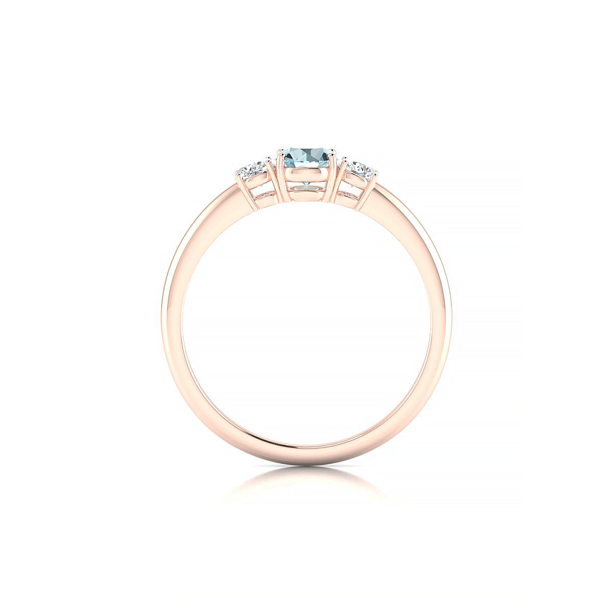 Trio | 18k Rose Gold 4.5 mm Round Aquamarine Ring