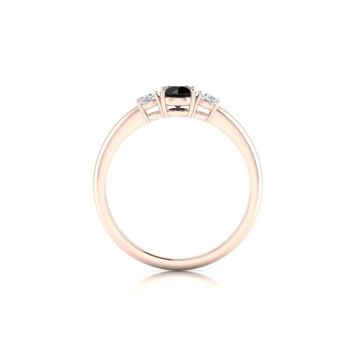 Trio | 18k Rose Gold 4.5 mm Round Black Diamond Ring