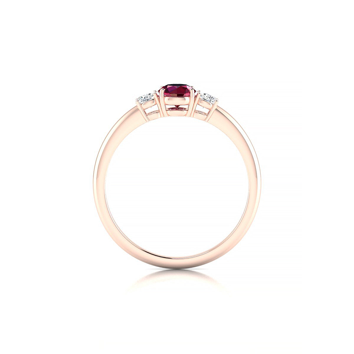 Trio | 18k Rose Gold 4.5 mm Round Ruby Ring