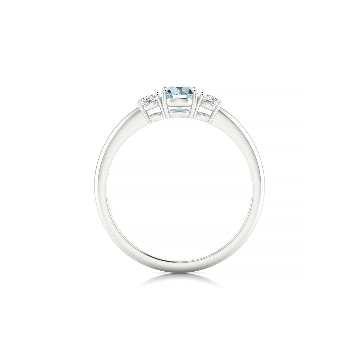 Trio | 18k White Gold 4.5 mm Round Aquamarine Ring