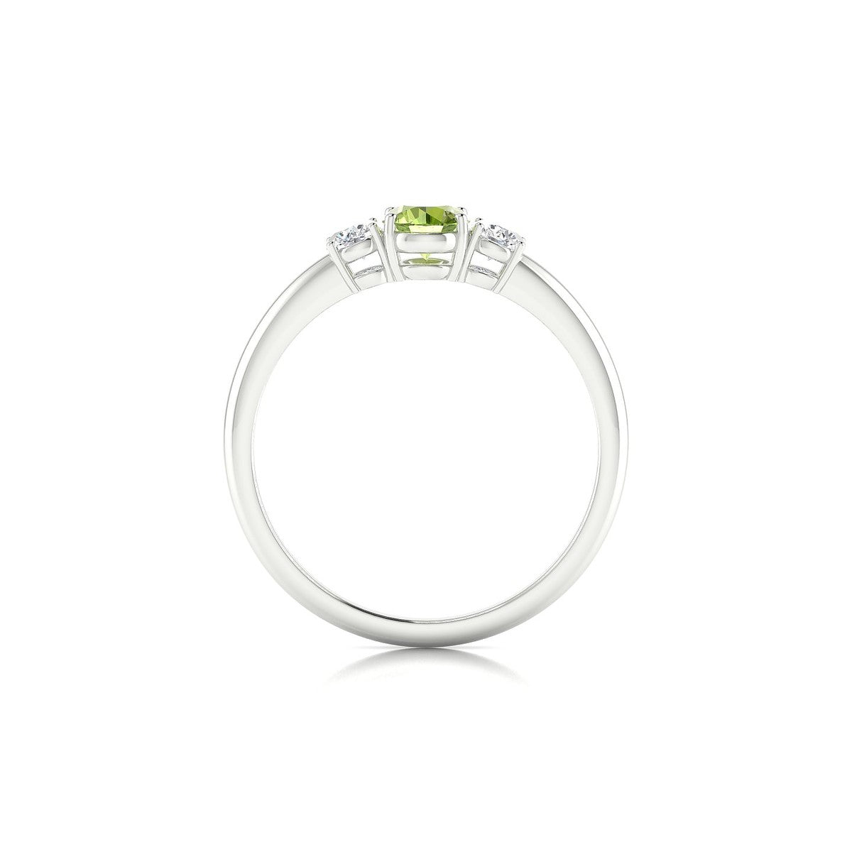 Trio | 18k White Gold 4.5 mm Round Peridot Ring