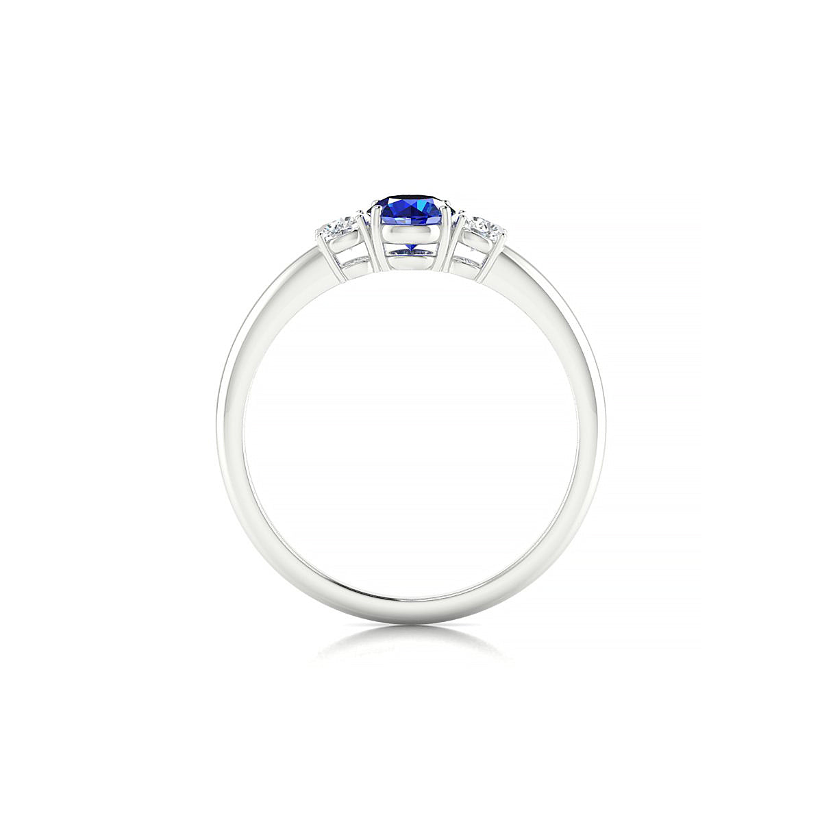 Trio | 18k White Gold 4.5 mm Round Sapphire Ring