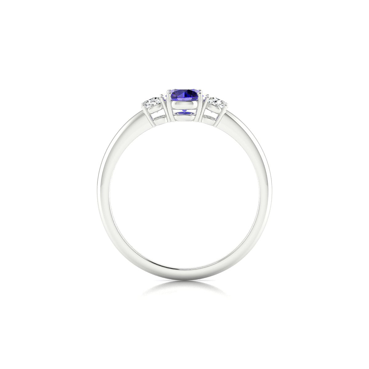 Trio | 18k White Gold 4.5 mm Round Tanzanite Ring