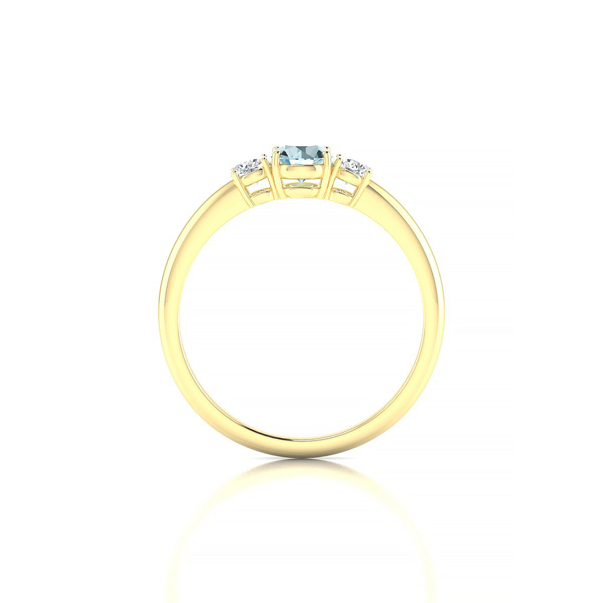 Trio | 18k Yellow Gold 4.5 mm Round Aquamarine Ring