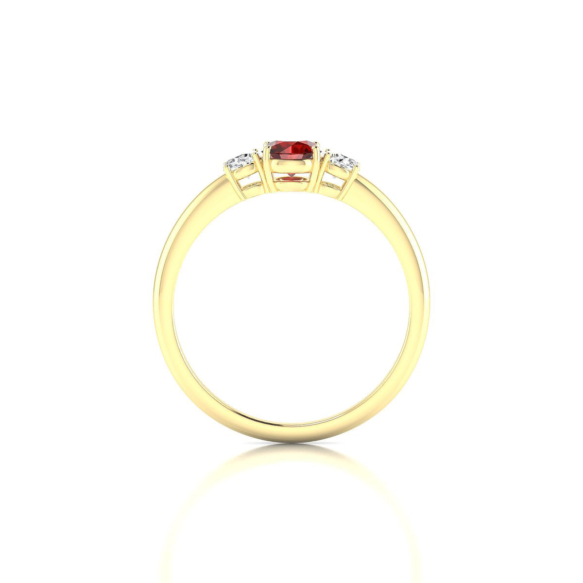 Trio | 18k Yellow Gold 4.5 mm Round Garnet Ring