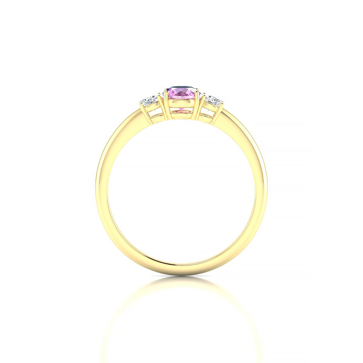 Trio | 18k Yellow Gold 4.5 mm Round Pink Sapphire Ring
