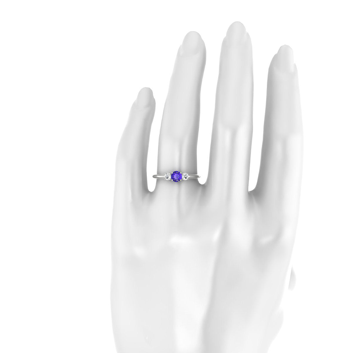 Trio | 18k White Gold 4.5 mm Round Tanzanite Ring