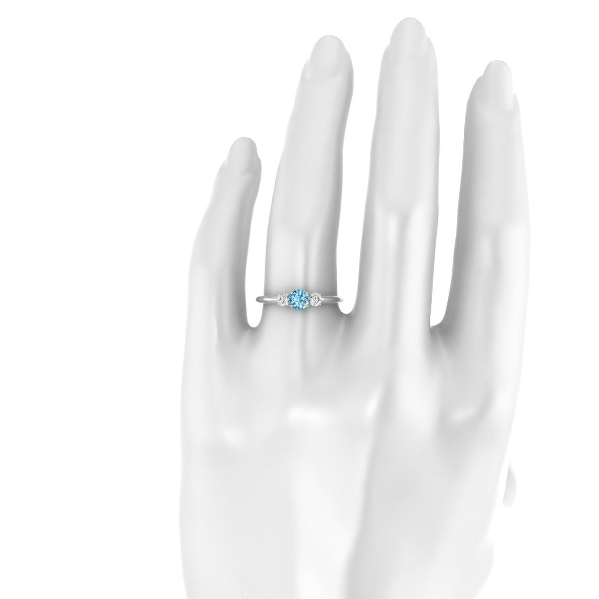 Trio | 18k White Gold 4.5 mm Round Topaz Ring