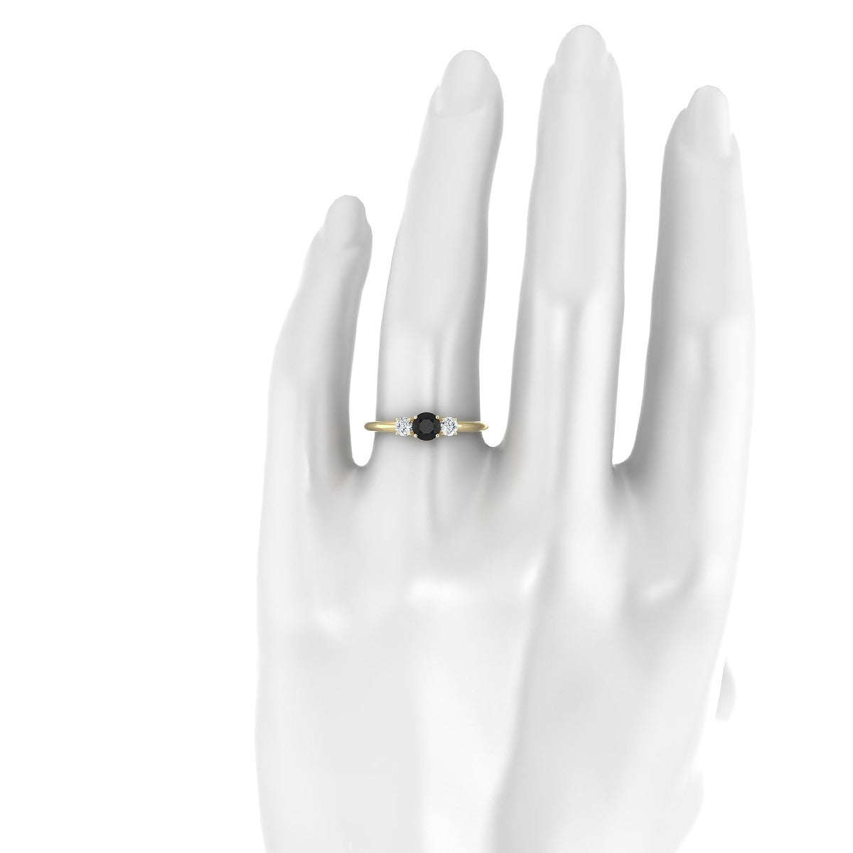 Trio | 18k Yellow Gold 4.5 mm Round Black Diamond Ring