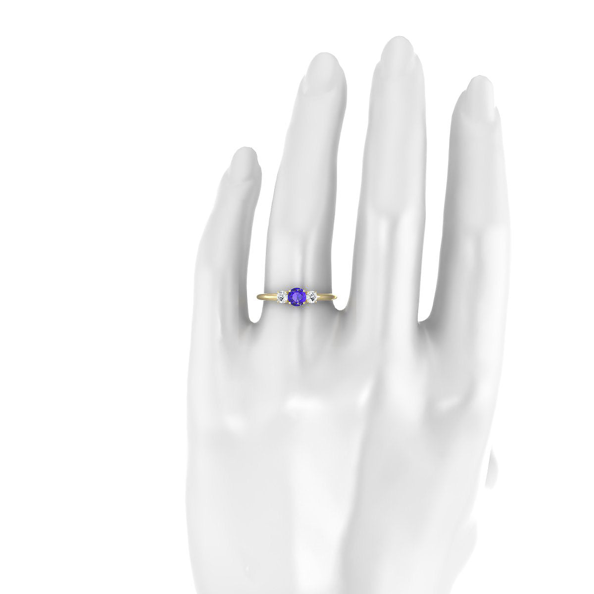 Trio | 18k Yellow Gold 4.5 mm Round Tanzanite Ring