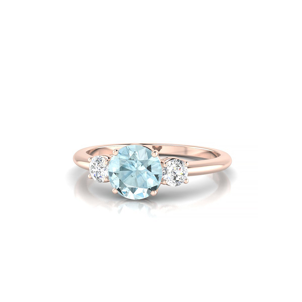 Trio | 18k Rose Gold 6 mm Round Aquamarine Ring