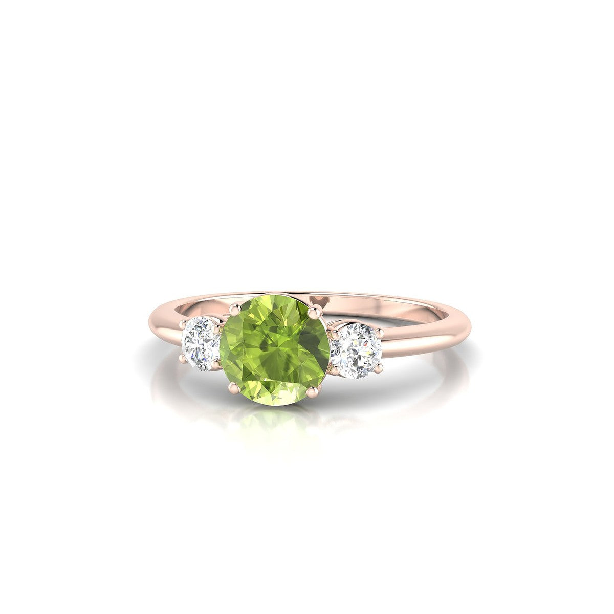 Trio | 18k Rose Gold 6 mm Round Peridot Ring
