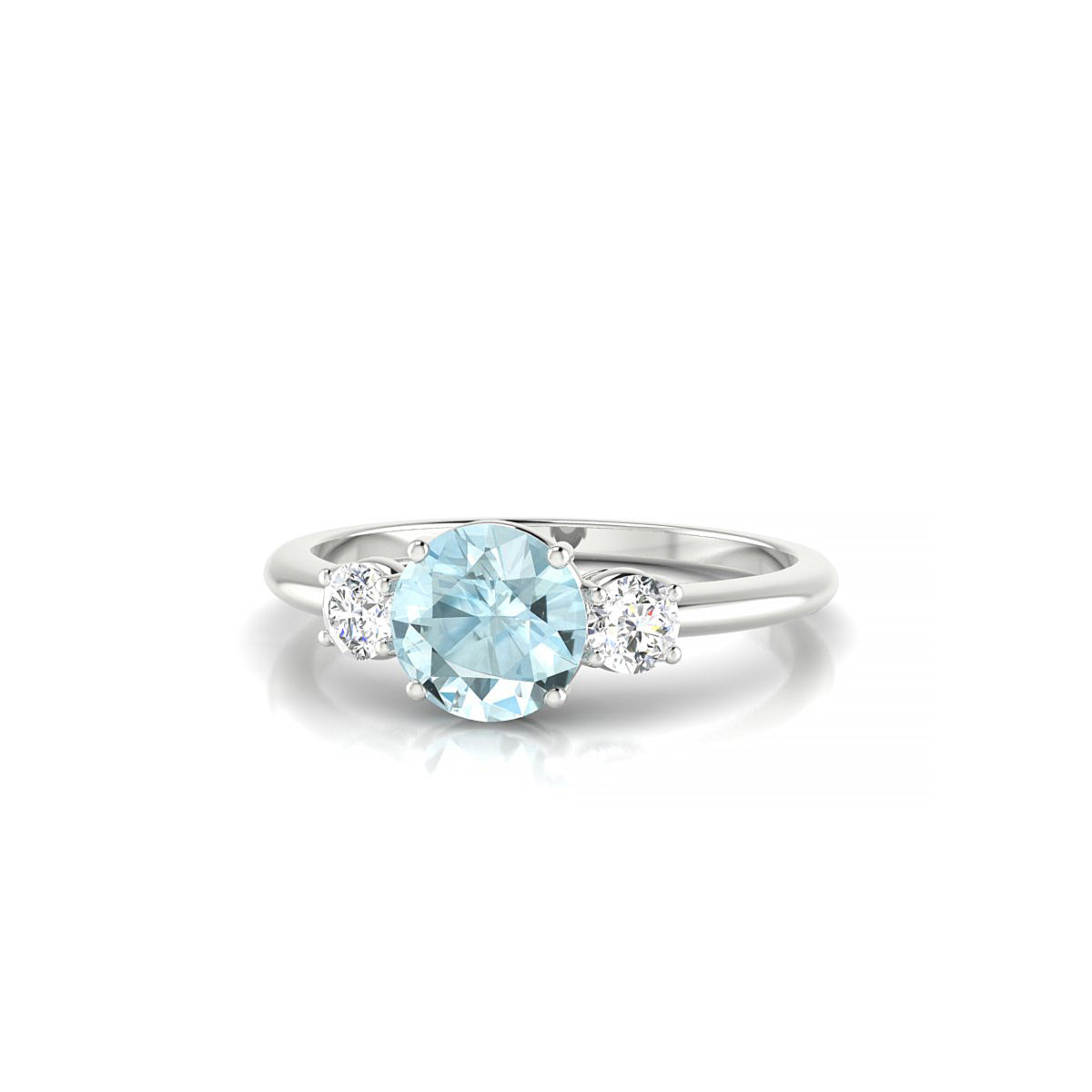 Trio | 18k White Gold 6 mm Round Aquamarine Ring