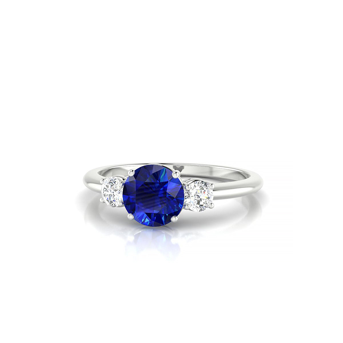 Trio | 18k White Gold 6 mm Round Sapphire Ring