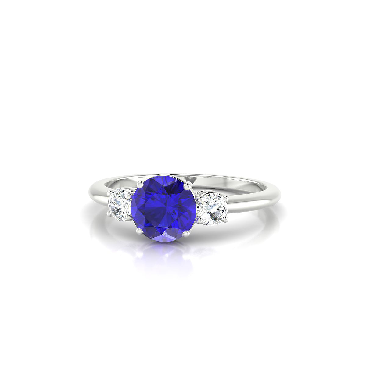 Trio | 18k White Gold 6 mm Round Tanzanite Ring
