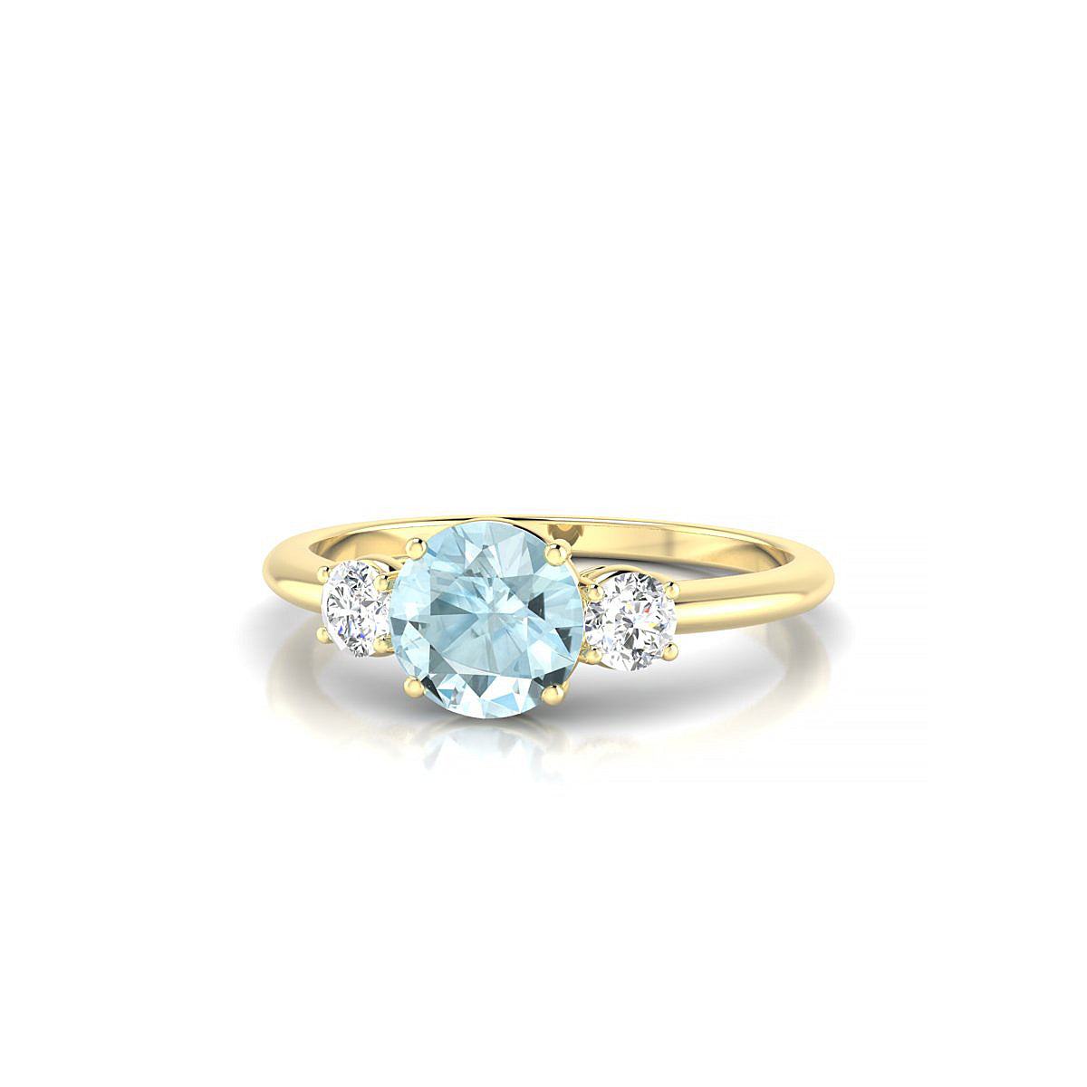 Trio | 18k Yellow Gold 6 mm Round Aquamarine Ring