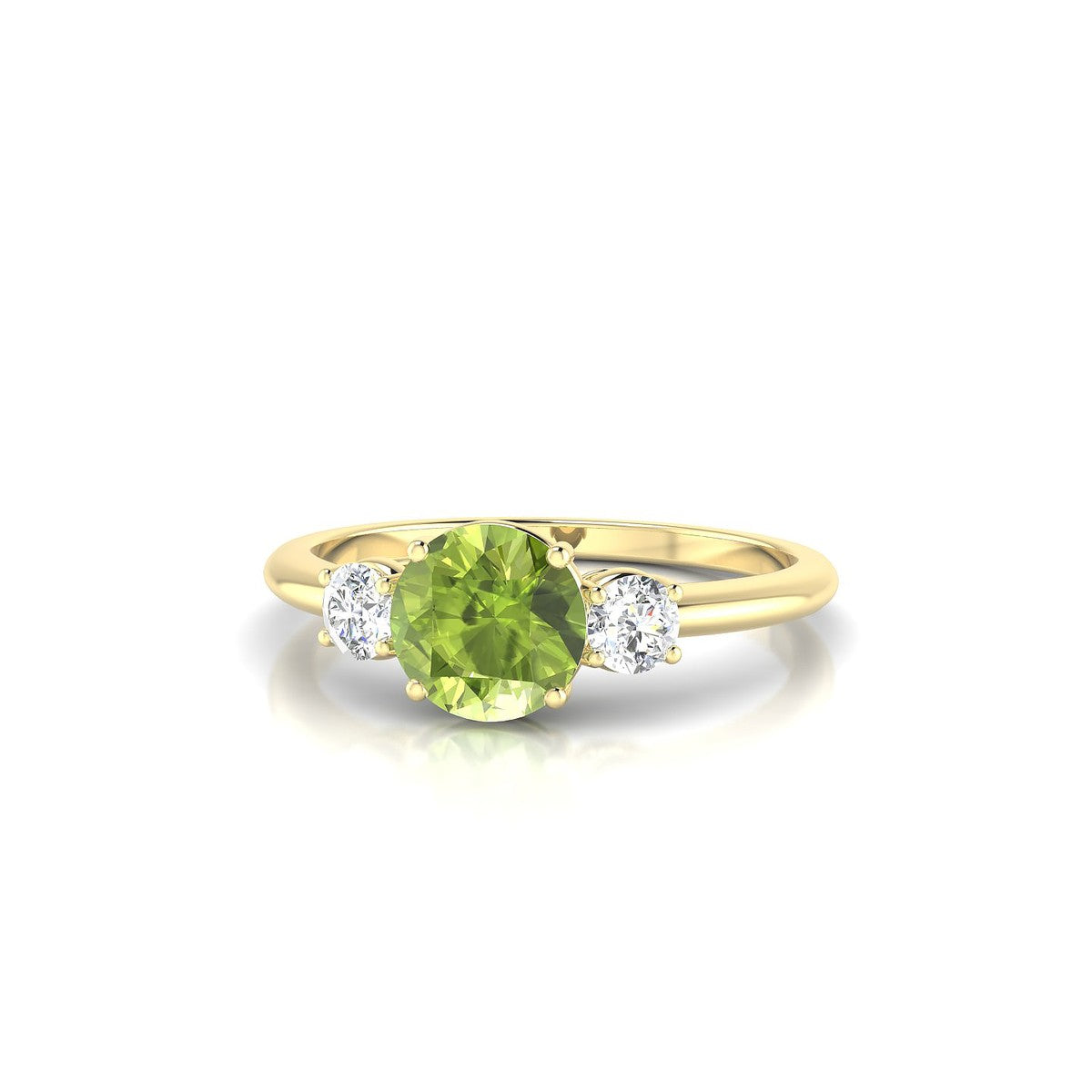 Trio | 18k Yellow Gold 6 mm Round Peridot Ring