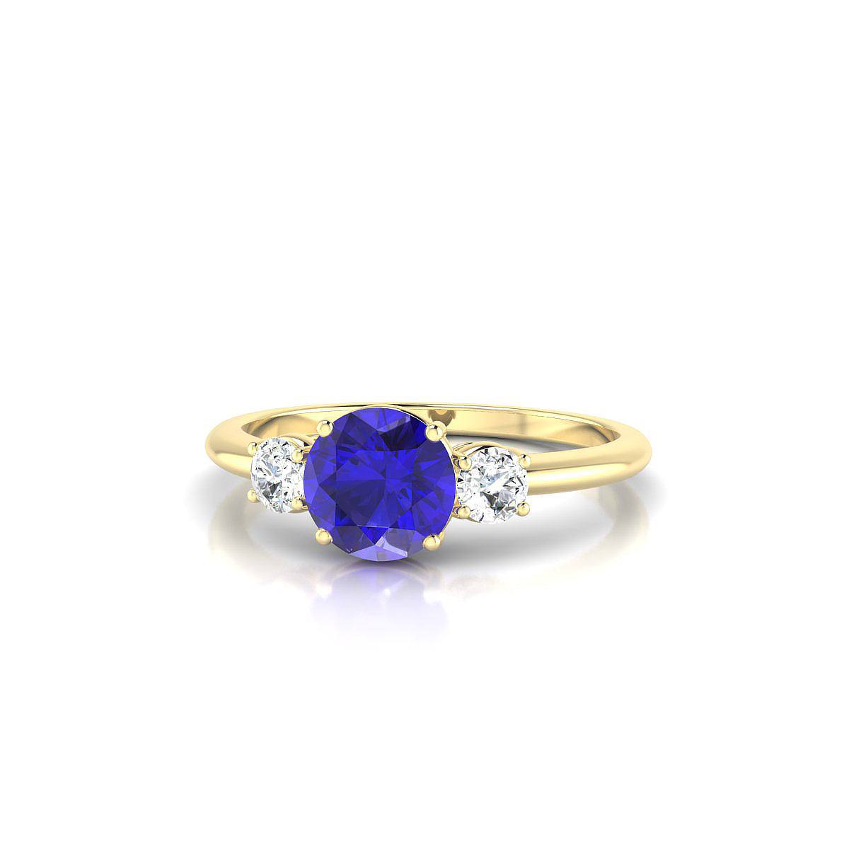 Trio | 18k Yellow Gold 6 mm Round Tanzanite Ring