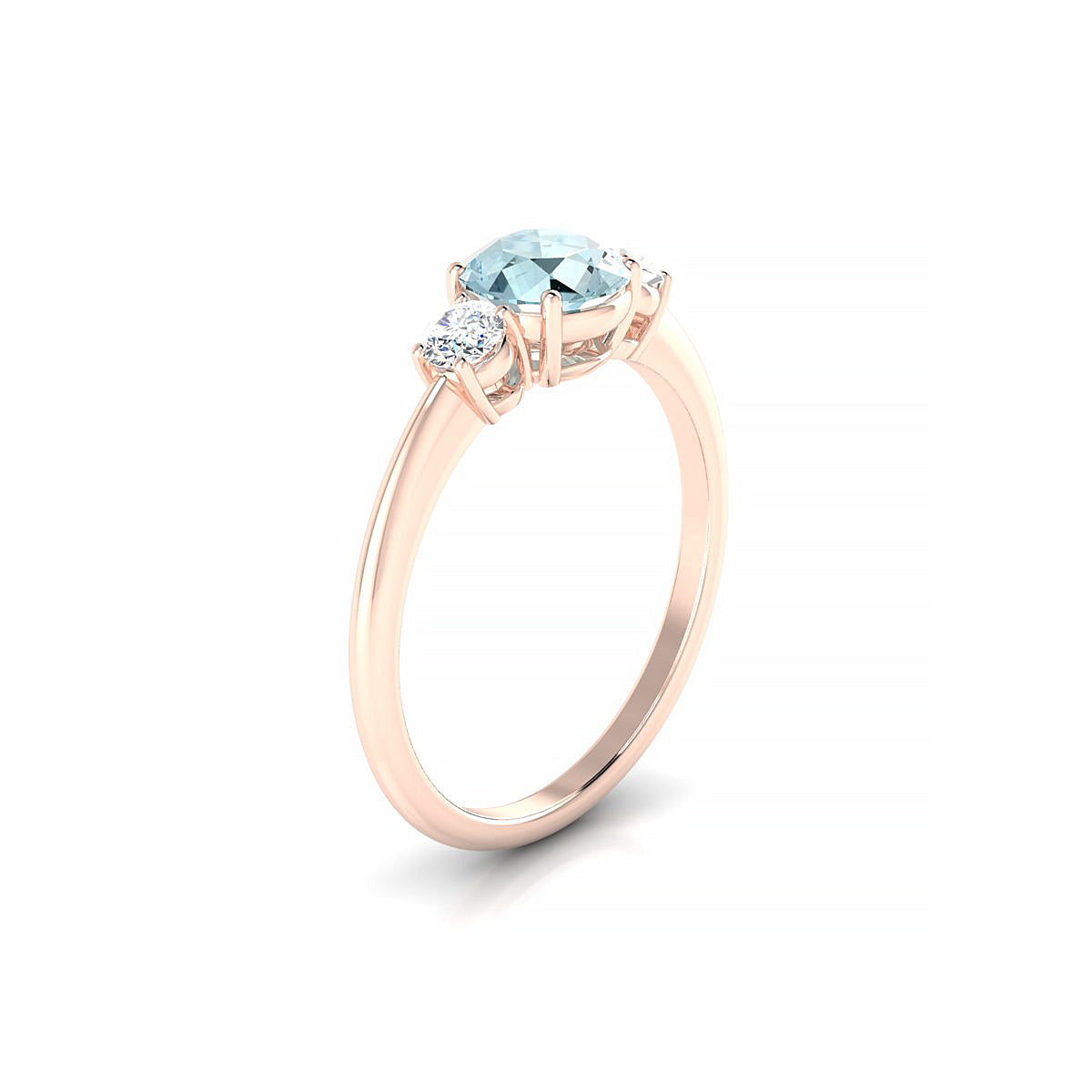 Trio | 18k Rose Gold 6 mm Round Aquamarine Ring