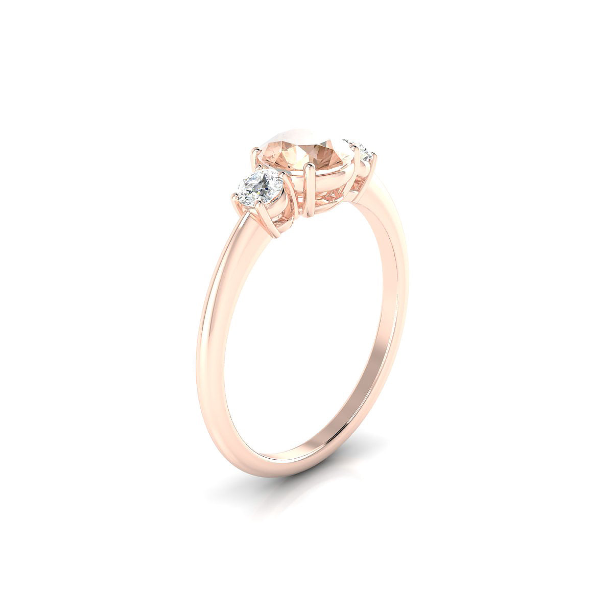 Trio | 18k Rose Gold 6 mm Round Morganite Ring