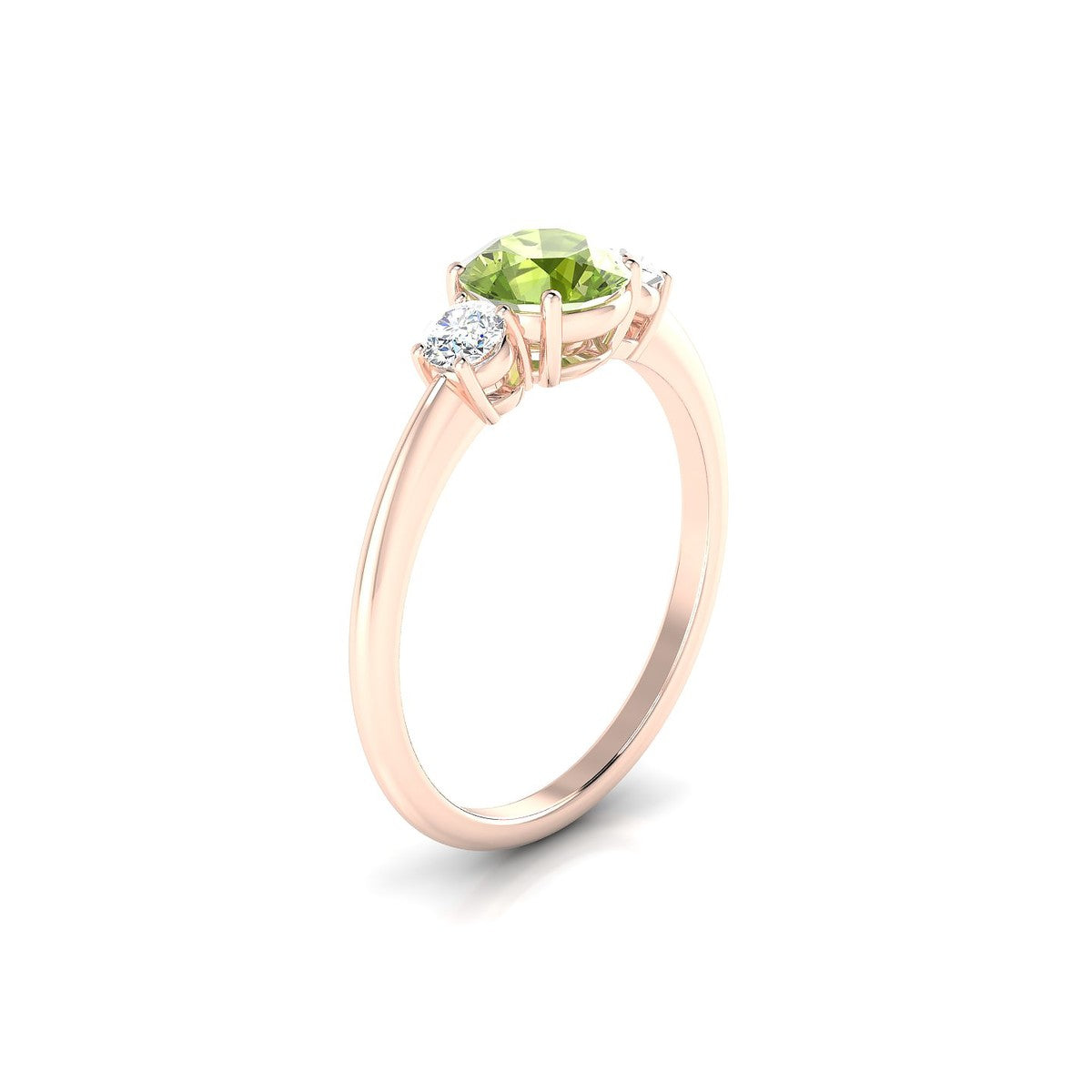Trio | 18k Rose Gold 6 mm Round Peridot Ring