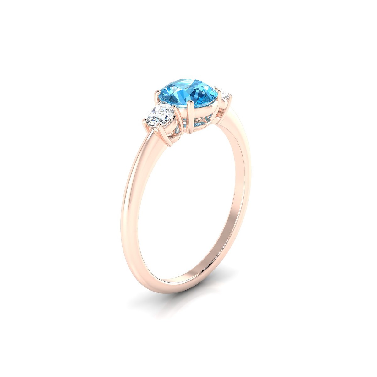 Trio | 18k Rose Gold 6 mm Round Topaz Ring