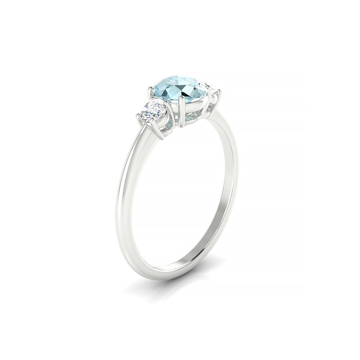 Trio | 18k White Gold 6 mm Round Aquamarine Ring