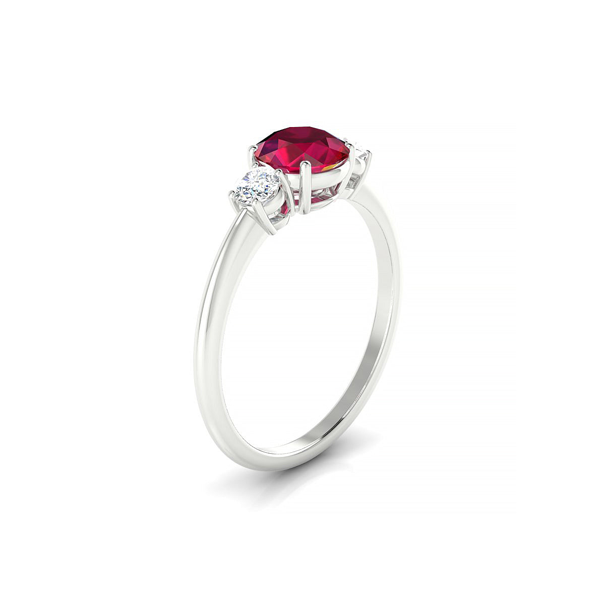 Trio | 18k White Gold 6 mm Round Ruby Ring