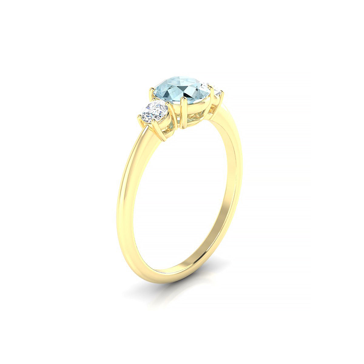 Trio | 18k Yellow Gold 6 mm Round Aquamarine Ring