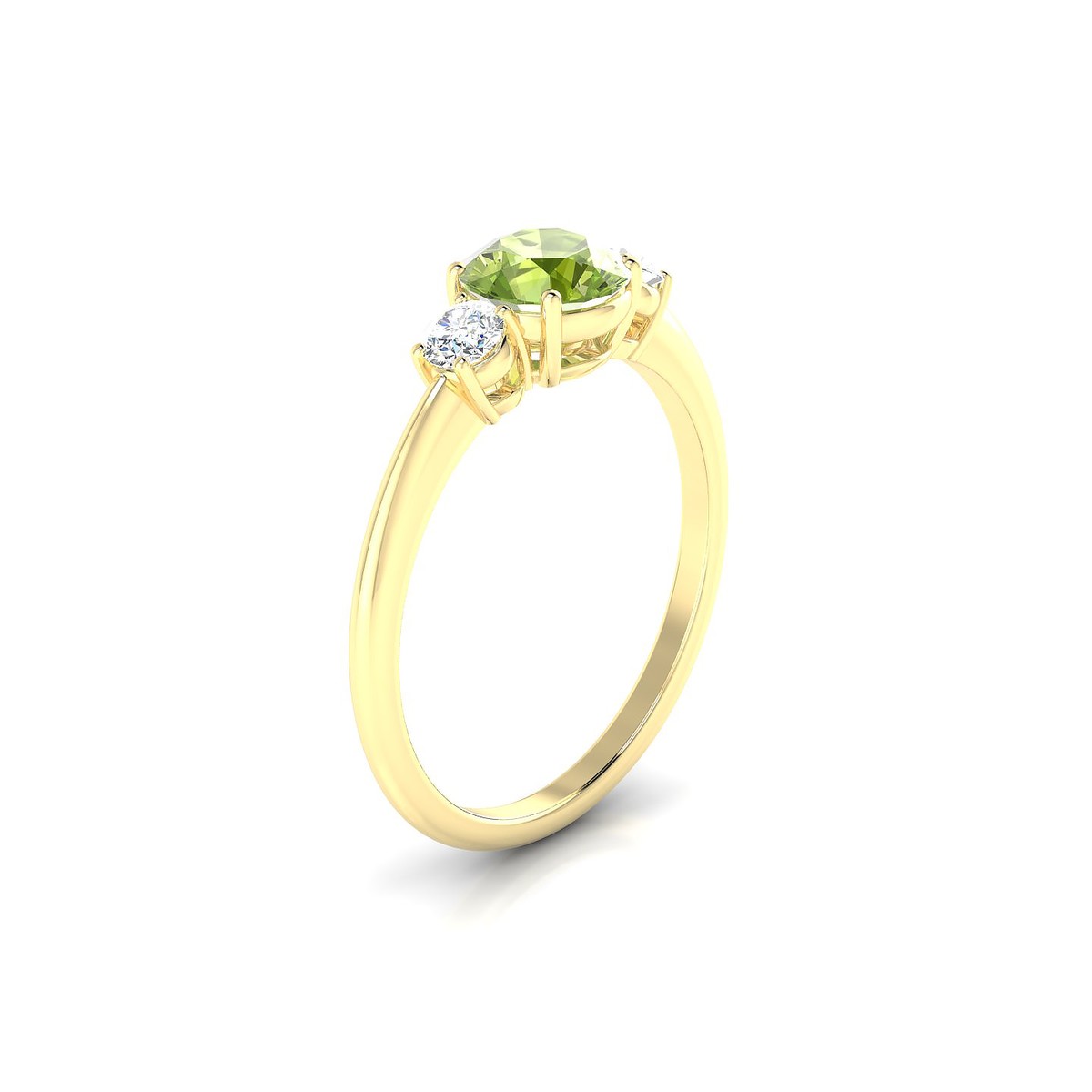 Trio | 18k Yellow Gold 6 mm Round Peridot Ring