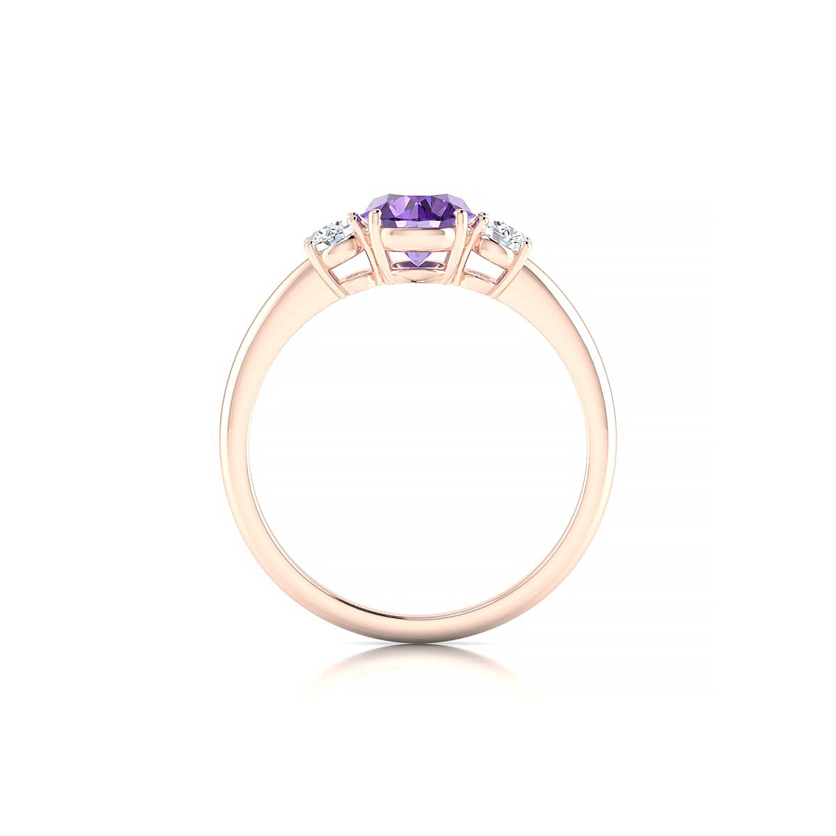 Trio | 18k Rose Gold 6 mm Round Amethyst Ring