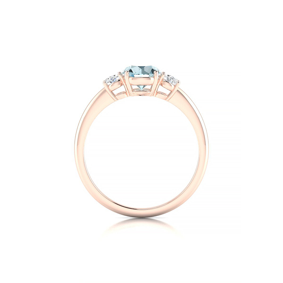 Trio | 18k Rose Gold 6 mm Round Aquamarine Ring