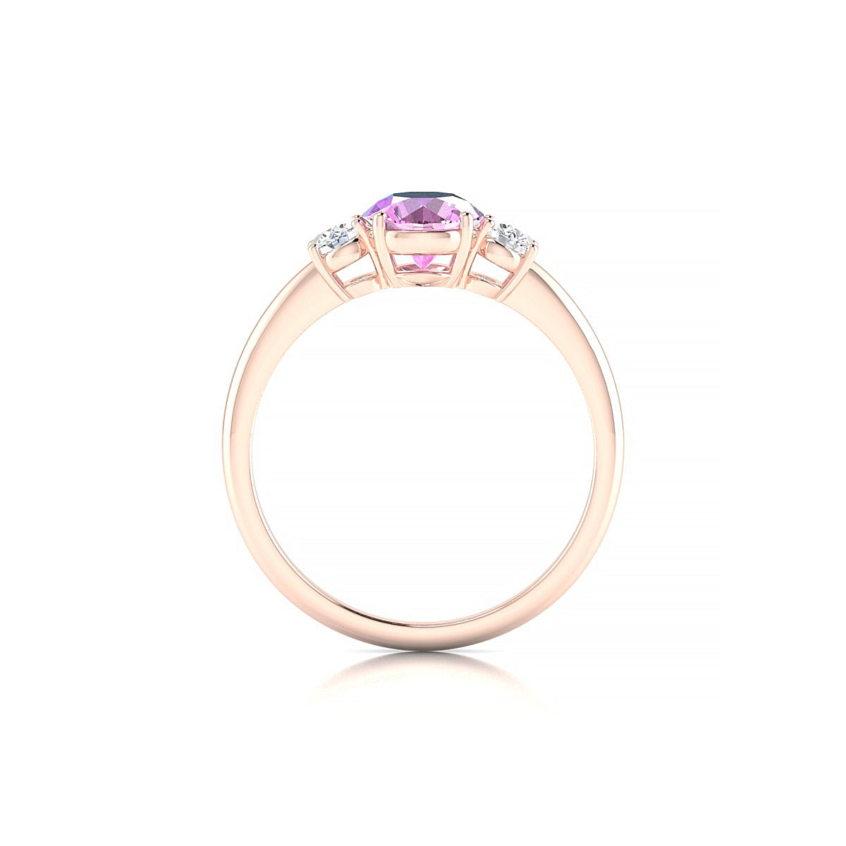 Trio | 18k Rose Gold 6 mm Round Pink Sapphire Ring