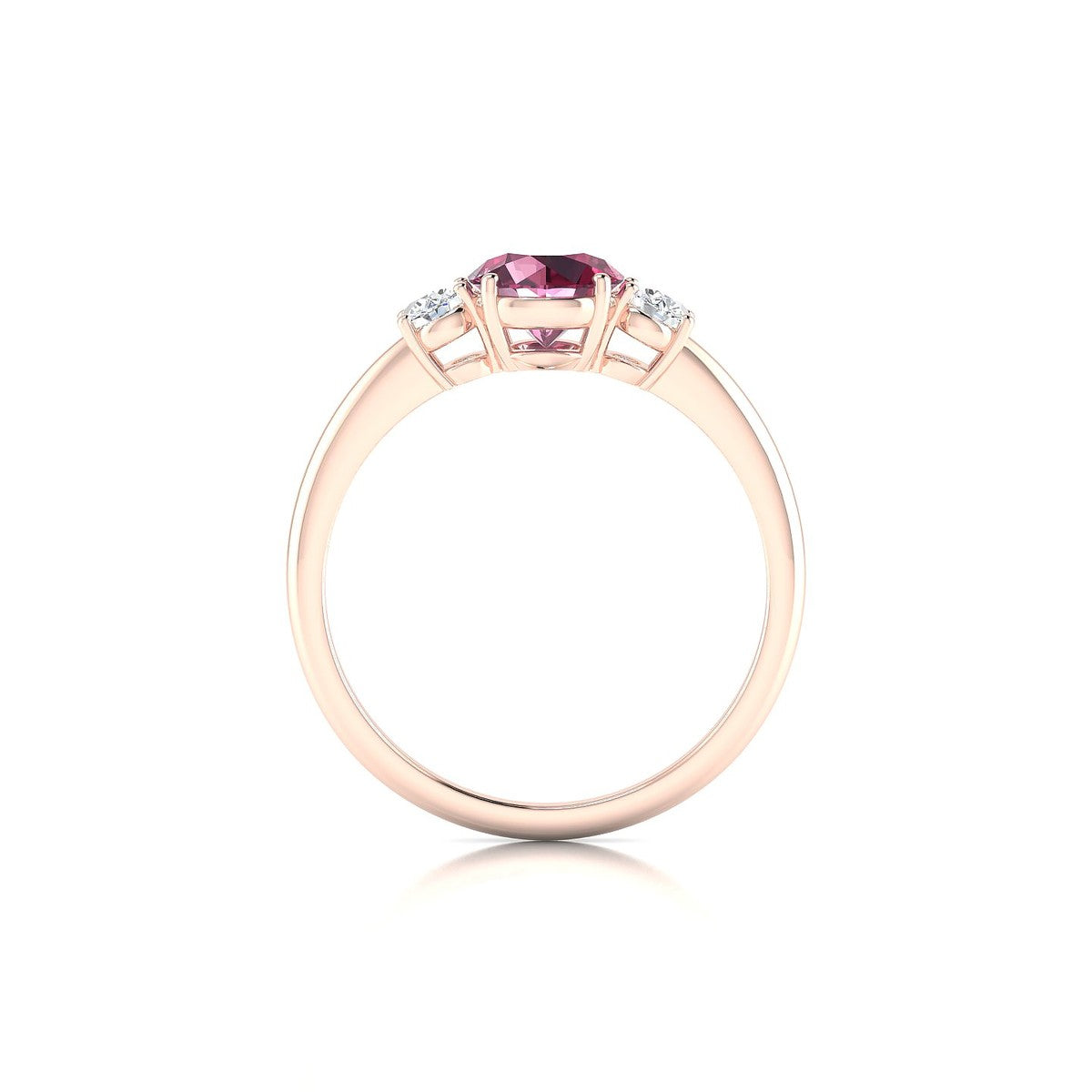Trio | 18k Rose Gold 6 mm Round Rhodolite Ring